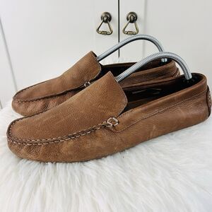 Rockport Brown Pebbled Brazilian Leather Slip on Loafers Driving Shoes Mens Sz 9